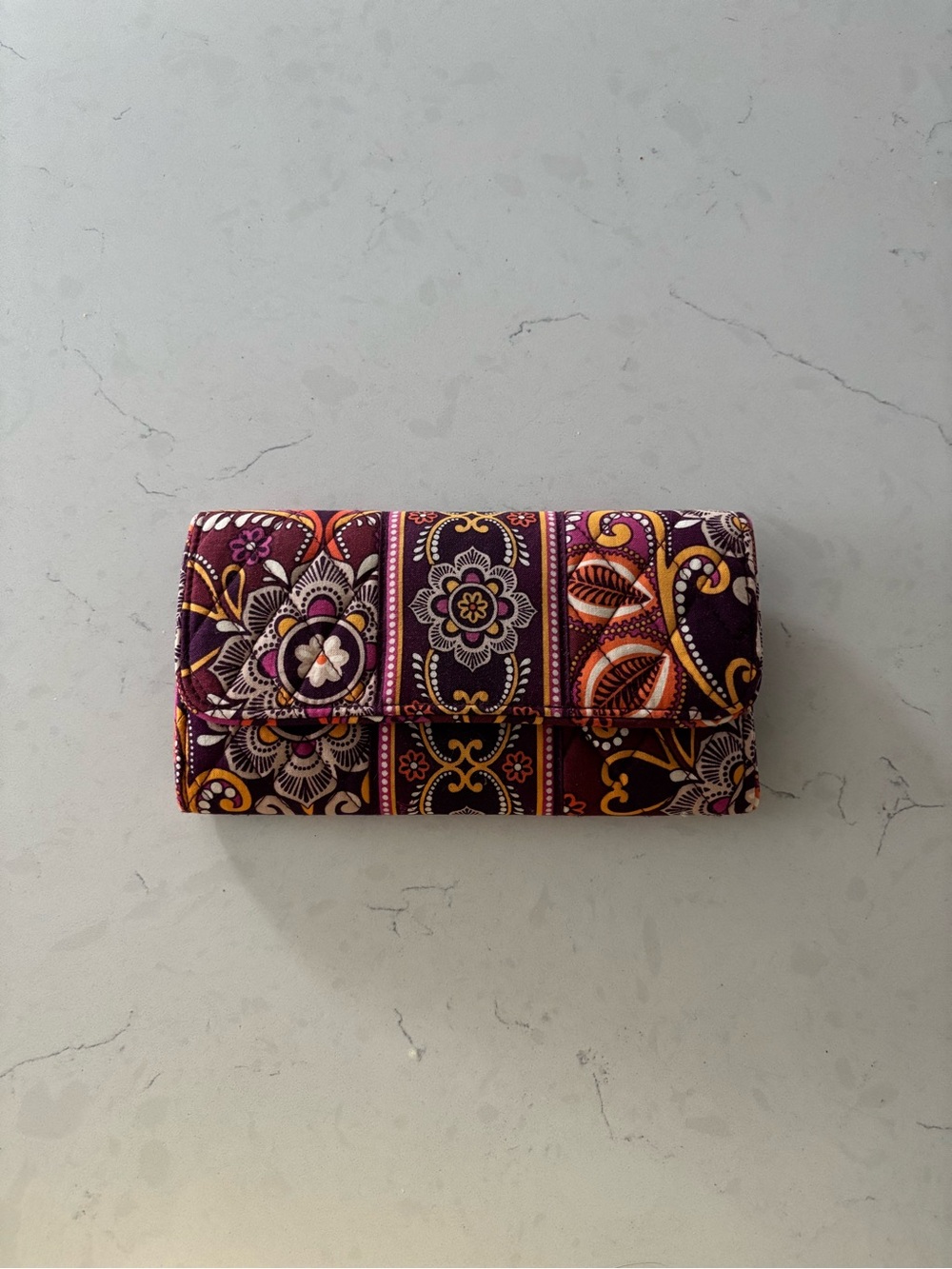 Vera Bradley tri-fold wallet in Safari Sunset